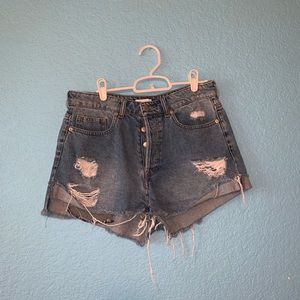 Button Up High Waisted Jean Shorts